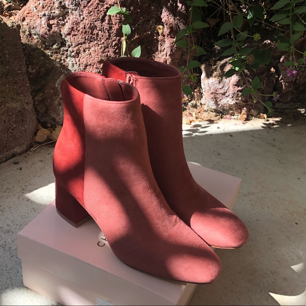 Two tone square heeled boot